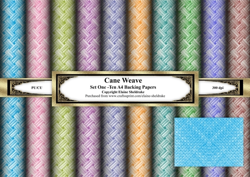 Cane Basket Weave  - Ten Sheets Of A4 Backing Paper - Set One