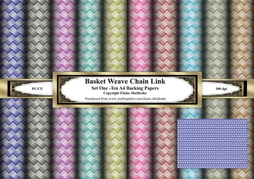 Basket Weave Metal Chain Link  - Ten Sheets Of A4 Backing Paper - Set One