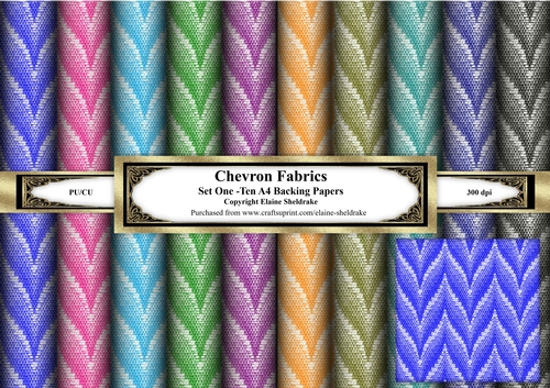 Chevron Tapestry Fabric  - Ten Sheets Of A4 Backing Paper - Set One