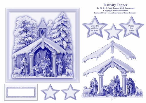 Nativity (2) - 6 x 6 Card Topper With Decoupage