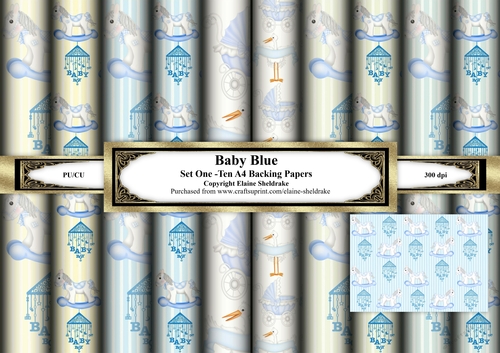 Rocking Horse Baby Blue - Ten A4 Backing Papers