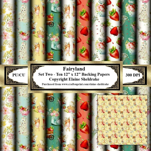 Fairyland -  Set Two - Set Of Ten 12 x 12 Backing Papers
