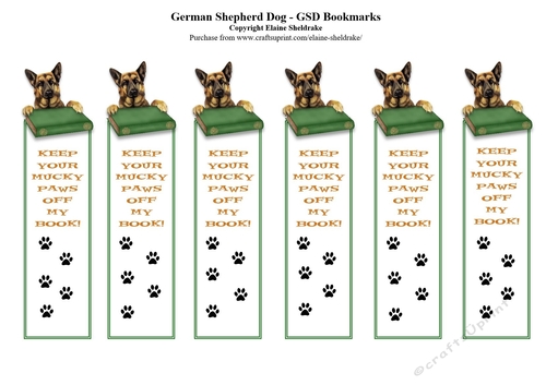 German Shepherd Dog - GSD - Bookmarks x 6