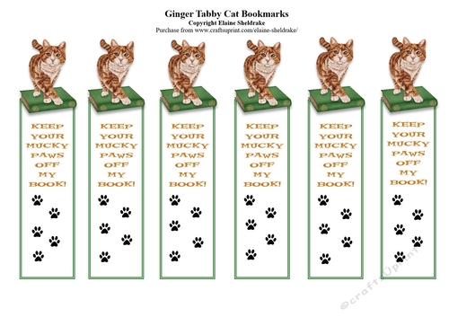 Ginger Tabby Cat  Bookmarks x 6