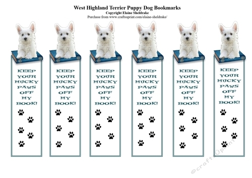West Highland Terrier - Westie -  Bookmarks x 6
