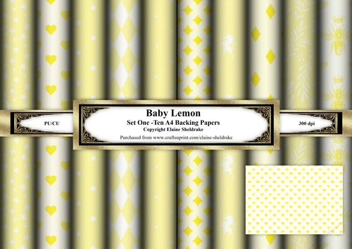 Baby Lemon - Ten A4 Sheets of Backing Paper