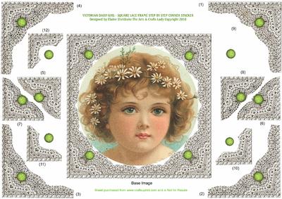 Victorian Daisy Girl - 3D Square Step by Step Corner Stacker