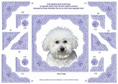 Bichon Frise Puppy Dog 3D Square Frame S by S Corner Stacker