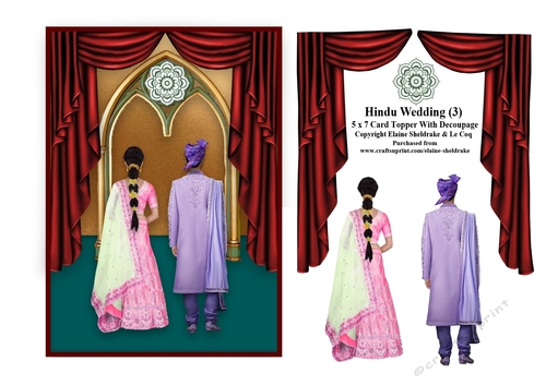 Hindu Wedding (3)  5 x 7 Card Topper With Decoupage