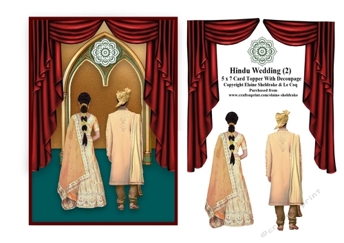 Hindu Wedding (2)  5 x 7 Card Topper With Decoupage