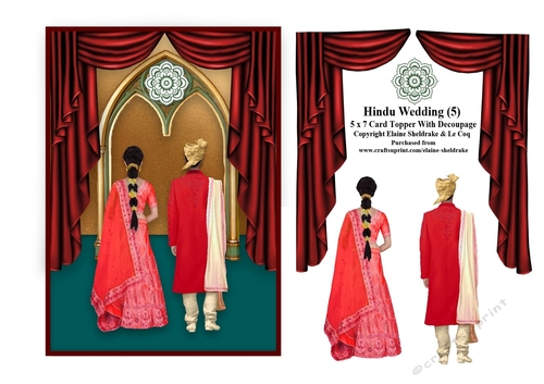 Hindu Wedding (5)  5 x 7 Card Topper With Decoupage