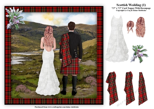 Scottish Wedding (1) - 7.5 x 75 Card Topper & Decoupage