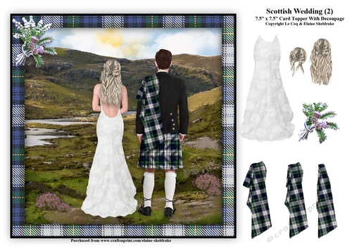 Scottish Wedding (2) - 7.5 x 7.5 Card Topper & Decoupage