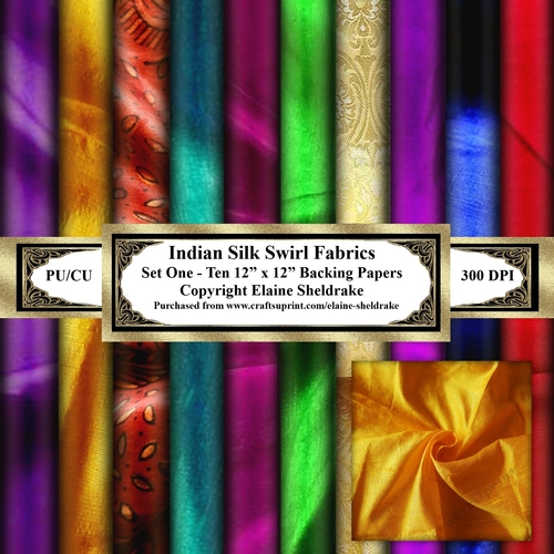 Indian Silk Swirls - Faux Fabrics - Ten 12 x 12 Backing Papers Set One 