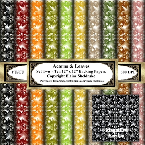 Acorns & Leaves - Set Two - Ten 12 x 12 Backing Papers
