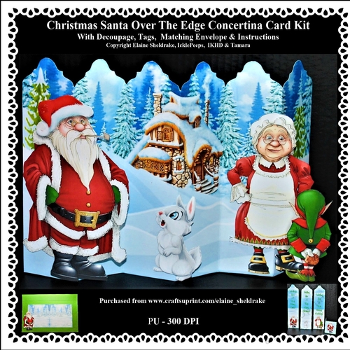 Christmas Santa - Mrs Santa And Naughty Elf - Over the Edge Concertina Card Kit 