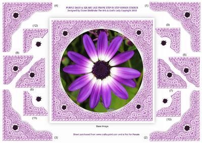 Purple Daisy & Square Lace Step by Step Corner Stacker