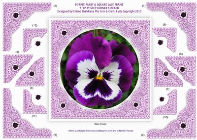 Purple Pansy & Square Lace Frame Step by Step Corner Stacker