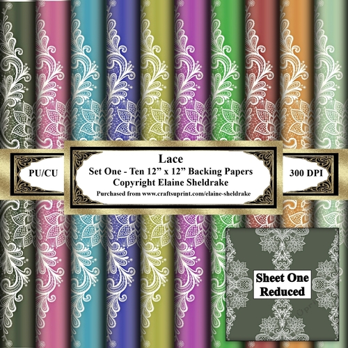 Floral Lace - Ten 12 x 12 Sheets of Backing Paper