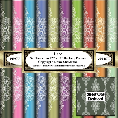 Floral Lace - Set Two - Ten 12 x 12 Sheets of Backing Paper