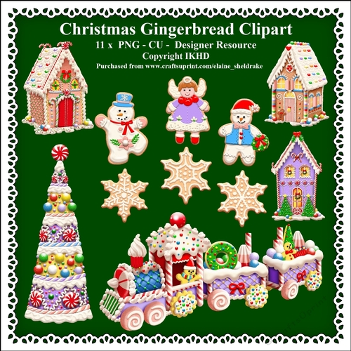 Christmas Gingerbread Clipart - Set One - CU - PNG Clipart - Designer Resource Kit