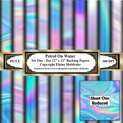 Petrol On Water - Set One - Ten 12 x 12 Printable Backing Paper Set