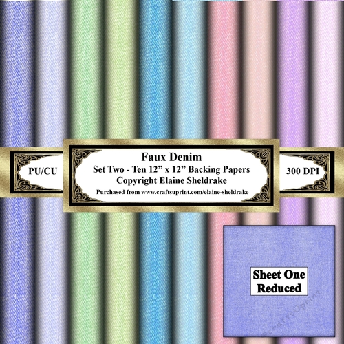 Faux Denim Fabric - Set Two - Ten 12 x 12 Printable Papers