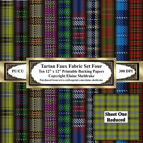 Tartan Paper  - Set Four - Ten  12 x 12 Sheets  Printable Papers