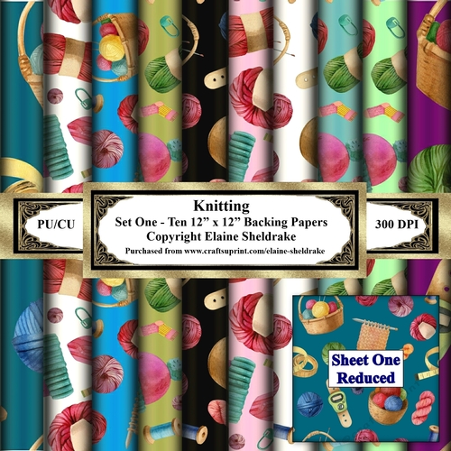 Knitting Wool - Set One - Ten 12 x 12 Sheets Of Printable Papers