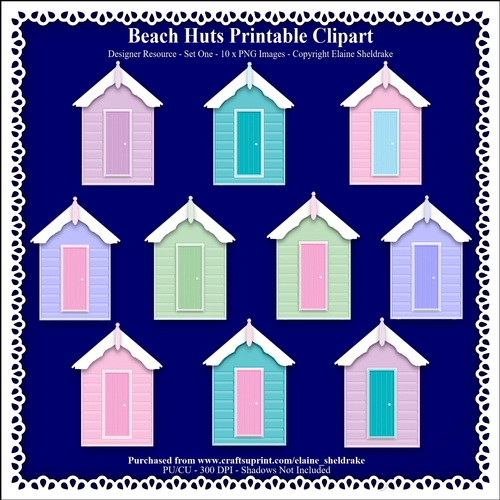 Beach Huts - Printable Clipart - Set One - Designers Resource Kit