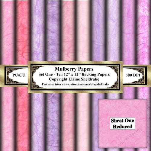 Shades Of Pink Mulberry Paper - Set One - Ten 12 x 12 Printable Backing Paper Set