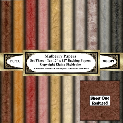 Shades Of Brown Mulberry Paper - Set Two - Ten 12 x 12 Printable Backing Paper Set