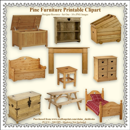 Pine Furniture - Printable Clipart - Set One - Designers Resource Kit