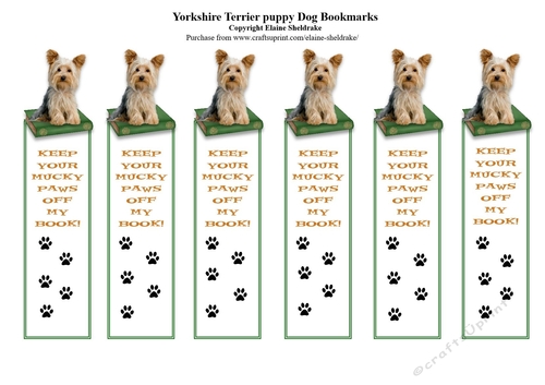 6 x Yorkshire Terrier Dog Bookmarks 