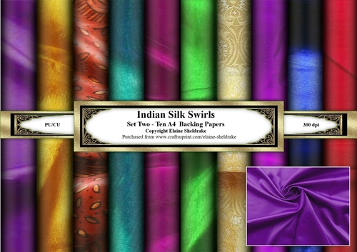 Indian Silk Swirls - Set One - Ten A4 Printable Sheets Of Backing Papers