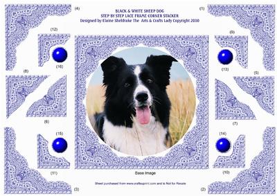 Black & White Sheep Dog - S by S Lace Frame Corner Stacker