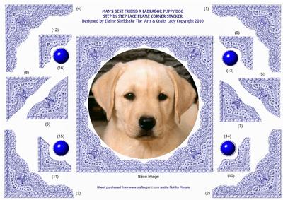 Labrador Puppy Dog -step by Step Lace Frame Corner Stacker