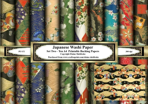 Japanese Washi Paper - Set Two - Ten A4 Printable Backing Paper Set