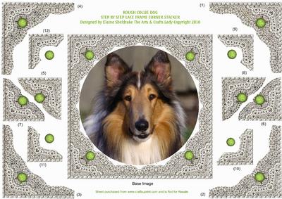 Rough Collie Dog - Step by Step Lace Frame Corner Stacker