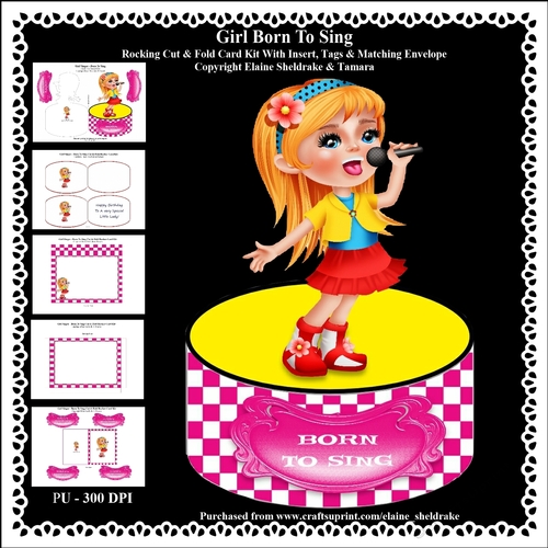 Girl Born To Sing - Rocking Cut & Fold Card Kit