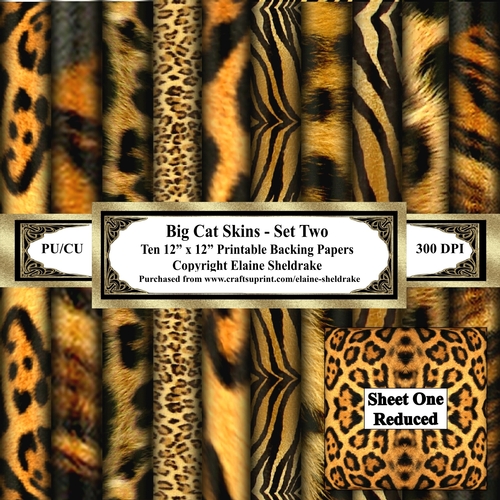 Big Cat Skins - Set Two - Ten 12 x 12 Printable Backing Papers