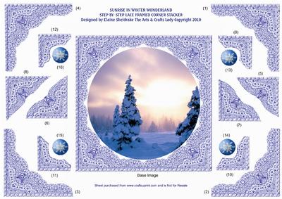 Sunrise in Winter Wonderland Lace Frame Corner Stacker