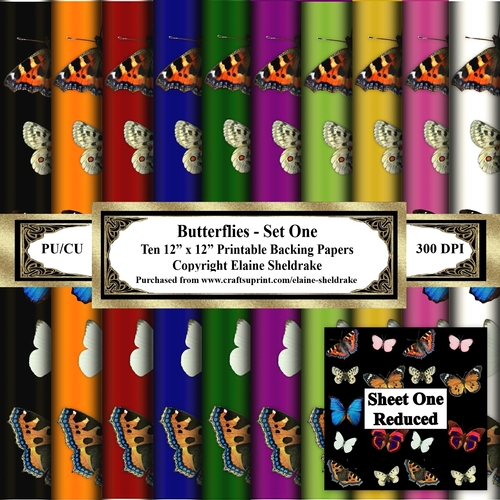 Butterflies Set One - Ten 12 x 12 Printable Papers