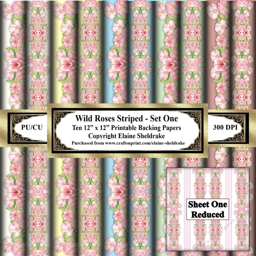 Wild Roses - Set One - Ten 12 x 12 Printable Sheets Of Paper