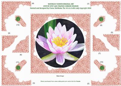 Waterlily Flower Original Art Lace Framed Corner Stackers