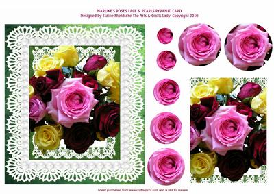 Marijke's Roses with Lace & Pearls Pyramid Card Front