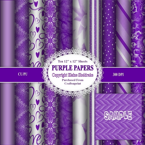 12 x 12 Printable Digital Purple Papers For Scrapbooking, Cardmaking & Paper Crafts