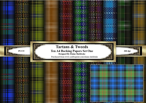 Ten Sheets Of Printable A4 Tartans & Tweeds Backing Paper Set