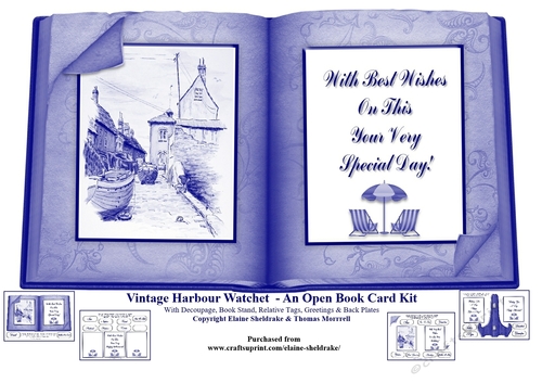 Printable Vintage Harbour Watchet - Open Book Card Kit