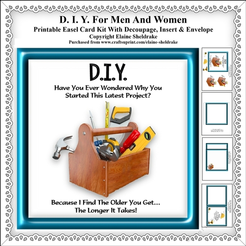 DIY Men And Women Printable Card Kit With Decoupage, Insert & Matching Envelope